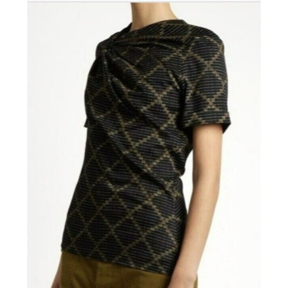 Isabel Marant Etoile Jancis Geometric Print Twist Pleated Blouse Black FR38 US M